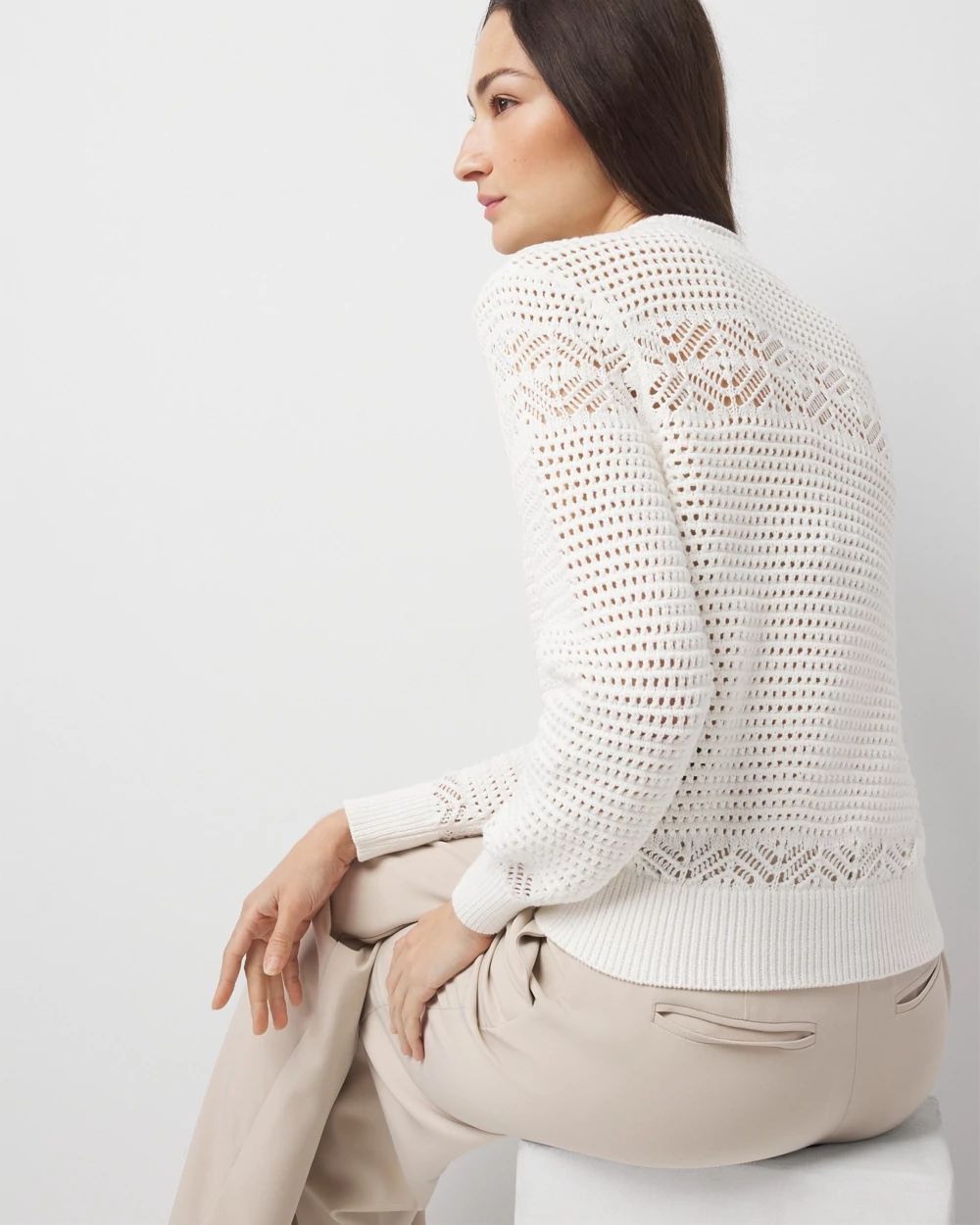 Mixed Stitch Mock Neck Sweater | White House Black Market